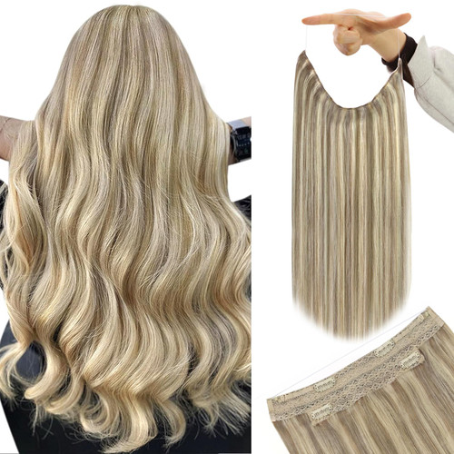 Wire Hair Extensions Highlight Invisible Wire Human Hair Extensions Highlights Light Brown with Platinum Blonde Real Hair Wire Extensions Blonde Fish Line Hair Extensions 70G 12Inch Wire Hair Extensions Highlight Invisible Wire Human Hair Extensions Highlights Light Brown with Platinum Blonde Real Hair Wire Extensions Blonde Fish Line Hair Extensions 70G 12Inch