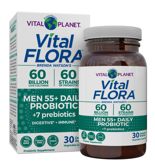 - Vital Flora Men 55+ Daily Probiotic, 60 Billion CFU, 60 Diverse Strains, 7 Organic Prebiotics, Immune Support, Gas Relief, Colon and Digestive Health Probiotics for Men 30 Capsules - Vital Flora Men 55+ Daily Probiotic, 60 Billion CFU, 60 Diverse Strains, 7 Organic Prebiotics, Immune Support, Gas Relief, Colon and Digestive Health Probiotics for Men 30 Capsules