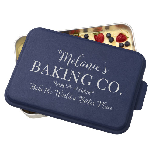Personalized Cake Pan with Lid for Special Mom, Oven-Safe up to 450 Degrees, Aluminum Cake Pan with Lid, Ideal for Cakes, Casseroles, Brownies- 9x13 Inch, Navy