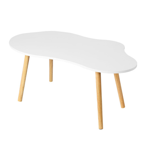 Small Coffee Table,Home Coffee Table with Simple Design,Mid Century Modern Tea Table,Side Table,End Table for Couch,Living Room Center Minimalist Display Coffee Table with Cloud Shape White