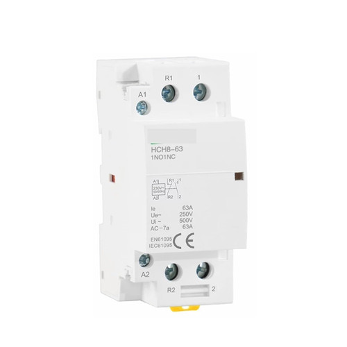 HCH8-63 Modular Contactor 2P 63A 2NO Or 2NC 1NO1NC 220V Automatic Household Contactor Din Rail Type 1Pcs (Color : 2P 63A 1NO1NC 230V)