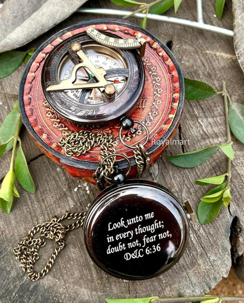 Compass Personalized Engraved Antique Compass Custom Gift for Graduation, Anniversary, Baptism, Retirement - Vintage Style Working Compass (Black Finish with Leather Box) Compass Personalized Engraved Antique Compass Custom Gift for Graduation, Anniversary, Baptism, Retirement - Vintage Style Working Compass (Black Finish with Leather Box)