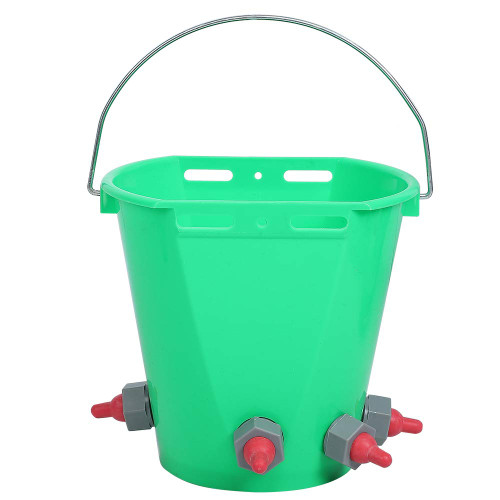 Plastic Milk Feed Bucket, Lamb Feeder Bottle, HL MP69 Green Feed Bucket, 8L Large Lamb Milk Feed Bucket with Nipple and Fixed Valve for Livestock Milk Feeding (Four Mouth Model)