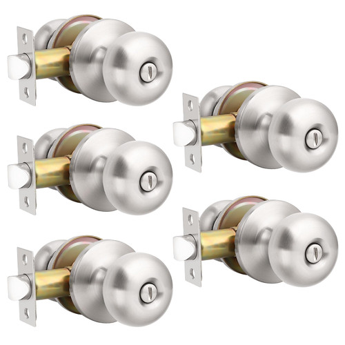 5 Pack Privacy Door Knobs Interior Door Knob with Lock Brushed Nickel Bedroom Door Knobs Bathroom