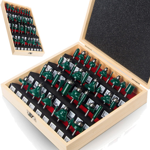 LEATBUY 1/4-Inch Shank Router Bits Sets Door&Drawer Front Edging Router Bit Set 37 PCS, Woodworking Milling Cutter Tools, Carbide CNC Router Grooving Mill Tool (YZ02)