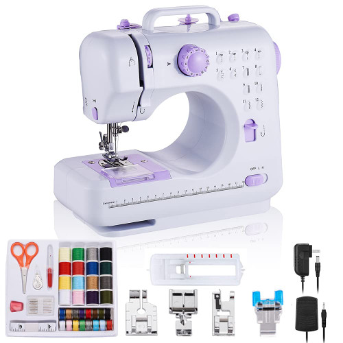 Sewing Machine Portable mini Electric Sewing Machine for beginners 12 Built-in Stitches 2 Speed with Foot Pedal?Light, Storage Drawer.
