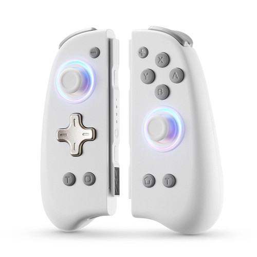 binbok Joypad Controller for Switch/Switch OLED, Wireless Switch Controllers(L/R) with 8 LED Colors, Joy Pad Replacement for Switch Lite, Switch Joypad with Motion Control?White & Gold)