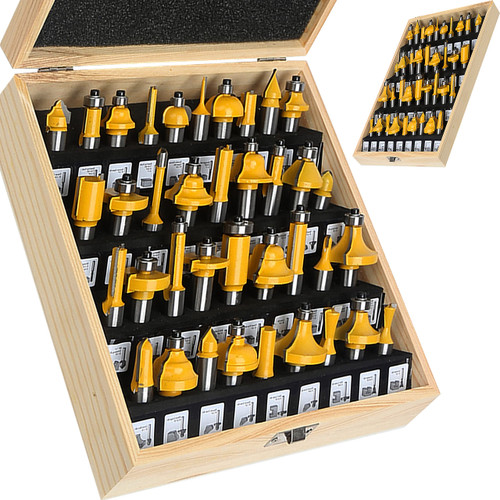 LEATBUY 37 PCS Molding Router Bit Set 1/2-Inch Shank, Corner Rounding Edge-Forming Roundover Beading Router Bit Sets , Woodworking Milling Tools, Carbide CNC Wood Router Cutter (YJ02)
