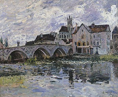 Alfred Sisley (The Bridge of Moret-sur-Loing, 1887) Canvas Art Print Reproduction (13x15.7 in) (33x40 cm)