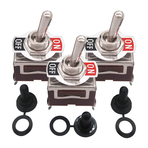 3pcs Heavy Duty 20A 125V 15A 250V SPST 2 Terminal Pin ON/Off Rocker Toggle Switch Metal
