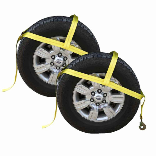 Adjustable Tow Dolly Strap, Car Dolly Strap with 2 Inch Top Strap and Twisted Snap Hook End Fitting, Great for Tow Dolly Car Hauling, 3,333 Pound Working Load Limit, 2 Pack