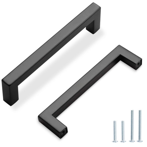 45 Pack Black Cabinet Pulls Matte Black Cabinet Handles 5 Inch Hole Center, Black Drawer Pulls Modern Kitchen Cabinet Pulls Cupboard Hardware Handles Dresser Drawer Handles