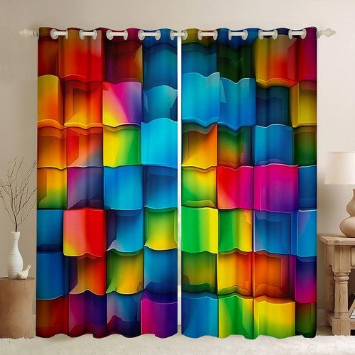 Geometry Curtains for Bedroom Living Room (2 Panels, 52 x 63 Inch) Color Building Blocks 30%-50% Blackout Curtains Colorful Toy Brick Darkening Drapes Modern Fashion Art Window Treatments Geometry Curtains for Bedroom Living Room (2 Panels, 52 x 63 Inch) Color Building Blocks 30%-50% Blackout Curtains Colorful Toy Brick Darkening Drapes Modern Fashion Art Window Treatments