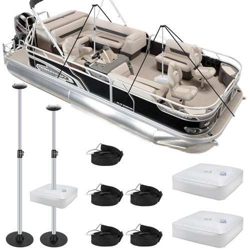 Pontoon Boat Cover Support Poles System 2 Pack, Adjustable Aluminum Support Poles with Weight Bag and Webbing Strap,Suitable for Pontoon Boat Cover, Jon Boat Cover, V Hull Boat Cover