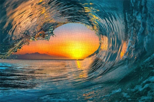 Wooden Puzzle 1500 Pieces Sunset Waves A Fun Game for The Whole Family