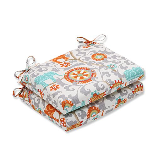 Pillow Perfect Outdoor/Indoor Menagerie Cayenne Squared Corners Seat Cushion (Set of 2)