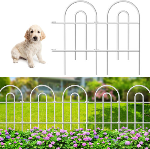 Amagabeli 14 Panels White Decorative Garden Fence Border 20ft(L) x32in(H) Rustproof Animal Barrier for Dog Iron Landscape Wire Folding Garden Fencing Panel Flower Bed Edge Section Edging Fences ET300 Amagabeli 14 Panels White Decorative Garden Fence Border 20ft(L) x32in(H) Rustproof Animal Barrier for Dog Iron Landscape Wire Folding Garden Fencing Panel Flower Bed Edge Section Edging Fences ET300