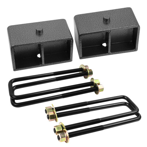 3'' Rear Leveling Lift Kit for 1999-2023 Chevy Silverado 1500 GMC Sierra 1500, 3in Silverado Unique Hammer Tone Powder Coating Finish Rear Lift Block Extended Square U-Bolt