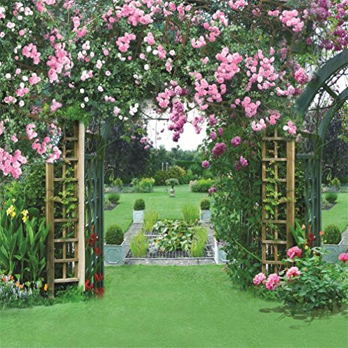 AOFOTO 10x10ft Wedding Garden Backdrop Romantic Flower Pergola Photography Background Spring Meadow Lovers Bride Girl Adult Woman Lady Portrait Photo Shoot Studio Props Video Seamless Wallpaper