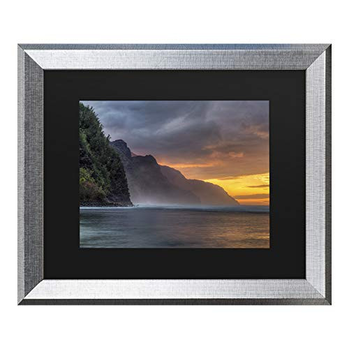 Trademark Fine Art Napali Sunset Kauai by Pierre Leclerc, Black Matte, Silver Frame 11x14 Trademark Fine Art Napali Sunset Kauai by Pierre Leclerc, Black Matte, Silver Frame 11x14