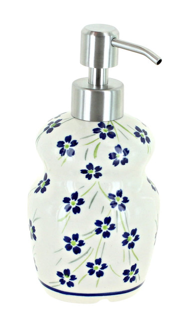 Blue Rose Polish Pottery Willow Soap Dispenser