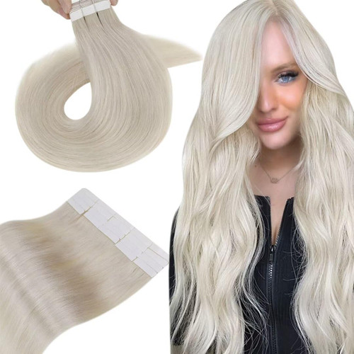 Blonde Tape in Extensions Human Hair Invisible Tape in Hair Extensions Silky Straight Tape in Real Hair Extensions #60 Platinum Blonde 16 Inch 50g 20pcs Glue in Blonde Tape in Extensions Human Hair Invisible Tape in Hair Extensions Silky Straight Tape in Real Hair Extensions #60 Platinum Blonde 16 Inch 50g 20pcs Glue in