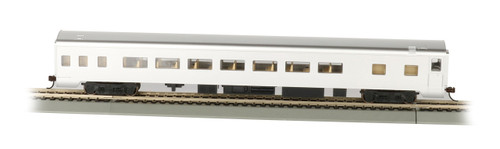 Industries Painted Unlettered Aluminum Smooth-Side Coach Car with Lighted Interior (HO Scale), 85'