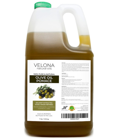 Olive Pomace Oil by - 7 lb | 100% Pure and Natural Carrier Oil | Refined, Cold pressed | Cooking, Skin, Hair, Body & Face Moisturizing | Use Today - Enjoy Results