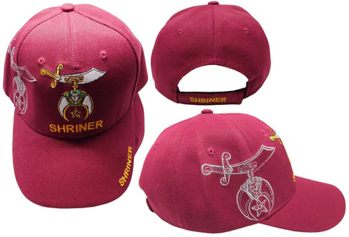 Special Shriner Maroon Burgundy with Shadow Embroidered Cap Hat Masonic