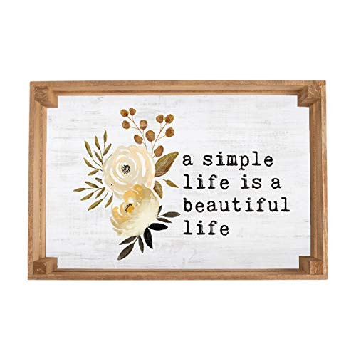 P. Graham Dunn Simple Life is Beautiful Natural Brown 17 x 11 Pine Wood Dimensional Wall Plaque