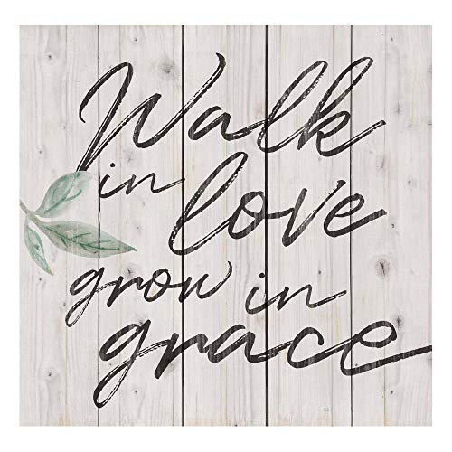 P. Graham Dunn Walk in Love Grow in Grace White 18 x 17 Pine Wood Decorative Pallet Plaque