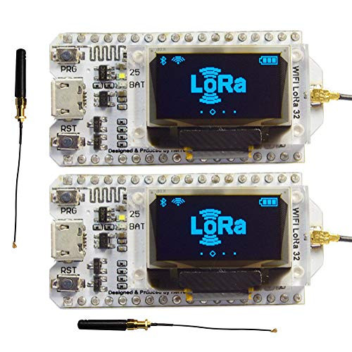 2Sets 868MHz-915MHz SX1276 ESP32 WiFi Bluetooth LoRa Module Development Board with 0.96 OLED Display & Antenna Transceiver IOT for Arduino LoraWan Internet of Thing WIshioT