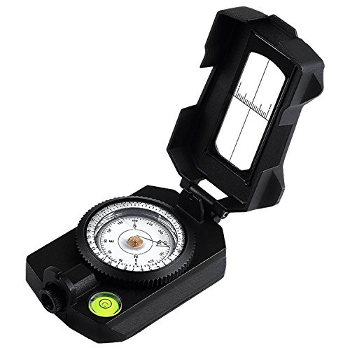 Eyeskey Multifunctional Military Metal Sighting Navigation Compass with Inclinometer | Durable Impact Resistant and Waterproof Instrument for Hiking, Camping, Geography, Boy Scout (Black)