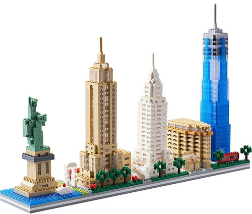 Architecture New York City, New York Skyline Model Kit-with 3452 pcs+ Micro Mini Blocks, Collection Building Set Architectural Model Toys Great Gifts for Kids & Adults