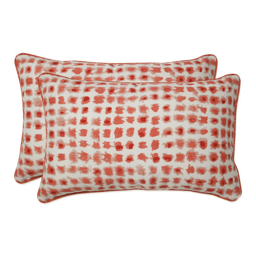 Outdoor/Indoor Alauda Coral Isle Lumbar Pillows, 11.5" x 18.5", Red 2 Count