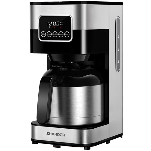Programmable Coffee Maker with 8-Cup Thermal Carafe, Touch-Screen Drip Coffee Machine with Timer, Regular & Strong Brew, Pause & Serve, Auto Shut Off, Black & Stainless Steel