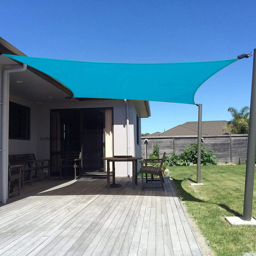 Sun Shade Sail 12'x16' Rectangle Turquoise Blue UV Block Sunshade for Backyard Yard Deck Patio Garden Outdoor Activities and Facility(We Make Custom Size)