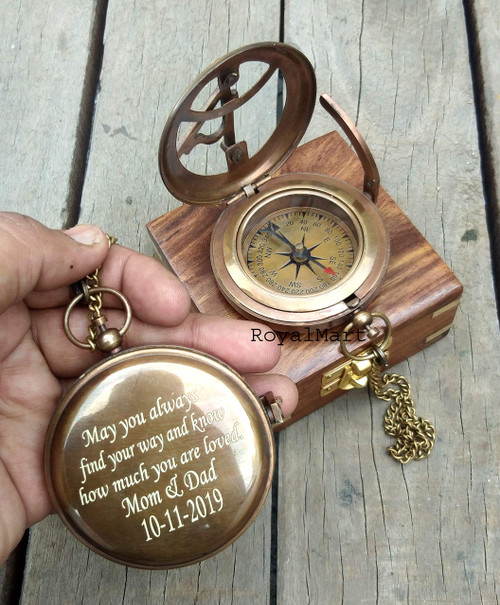Engraved Compass Antique Compass Custom Gift Brass Compass Gift for Graduation, Anniversary, Baptism, Retirement - Vintage Style Working Compass (Engraved with Leather Box) Engraved Compass Antique Compass Custom Gift Brass Compass Gift for Graduation, Anniversary, Baptism, Retirement - Vintage Style Working Compass (Engraved with Leather Box)