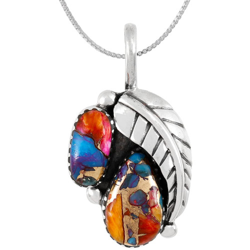 Rainbow Turquoise Necklace 925 Sterling Silver Pendant & 20" Chain (Rainbow Turquoise)