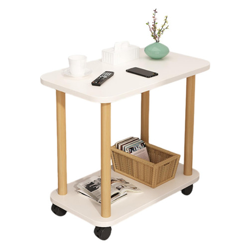 Side Table,Small End Table,Rectangle Side Table,Wood Night Stand with 2-Tier Storage Shelf,Living Room Small Coffee Table,Wood Finish Bedside Table for Living Room,Bedroom White