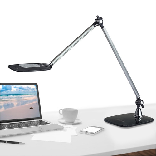 LED Desk Lamp Gesture Control, Tall Architect Desk Lamp for Home Office, Clamp + Base, Adjustable Swing Arm, Modern Drafting Table Light, 36 Lighting Settings, Monitor & Reading lamp
