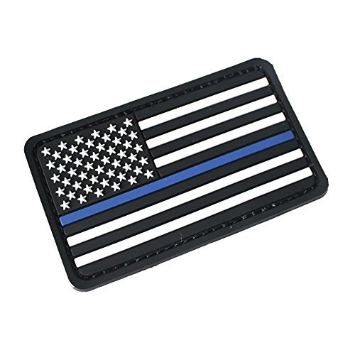 Hannah fit American Flag Soft 3D PVC Rubber US USA American Flag Patch Hook-Fastener Backing (2x3.5 inch) (Blue line White?PVC?)