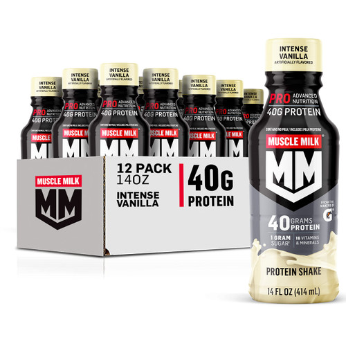 Pro Advanced Nutrition Protein Shake, Intense Vanilla, 14 Fl Oz Bottle, 12 Pack, 40g Protein, 1g Sugar, 16 Vitamins & Minerals, 6g Fiber, Workout Recovery, Packaging May Vary