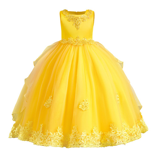 Puffy Dresses for Girls: Flower Girls Sleeveless Floral Lace Tulle Princess Puffy Tulle Dress Bridesmaid Wedding Communion Party Pageant Birthday Maxi Formal Evening Ball Gown for Kids Yellow 2-3T Puffy Dresses for Girls: Flower Girls Sleeveless Floral Lace Tulle Princess Puffy Tulle Dress Bridesmaid Wedding Communion Party Pageant Birthday Maxi Formal Evening Ball Gown for Kids Yellow 2-3T