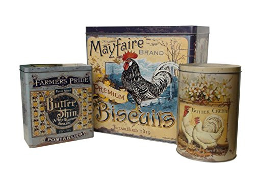 Ohio Wholesale Rooster Tin Set,Blue,11-3/4" X 12" X 8"
