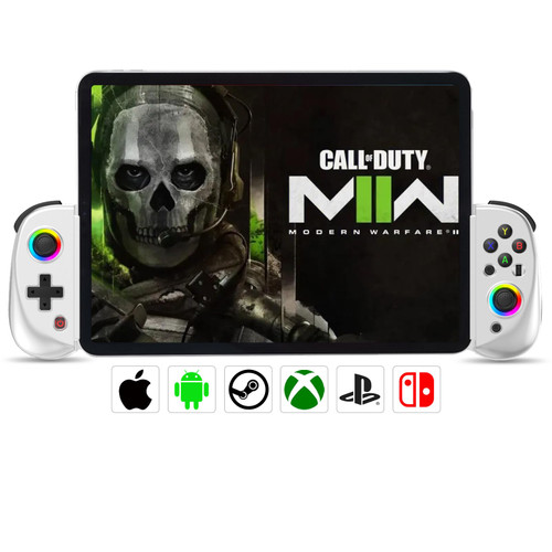 Wireless Game Controller for iPad/Tablet(10.2"), with RGB Hall Effect Joystick, TURBO, Vibration, 6-Axis Gyro, Mobile Gaming Controller for iPhone/Android/PC/Nintendo Switch/PS4/Cloud Gaming