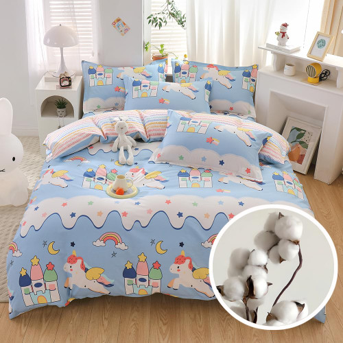 100% Cotton Kids Duvet Cover,Unicorn Duvet Cover Set,Kawaii Rainbow Bedding Set Twin,Cute Rainbow Comforter Cover for Girls Boys(Unicorn,Twin) 100% Cotton Kids Duvet Cover,Unicorn Duvet Cover Set,Kawaii Rainbow Bedding Set Twin,Cute Rainbow Comforter Cover for Girls Boys(Unicorn,Twin)