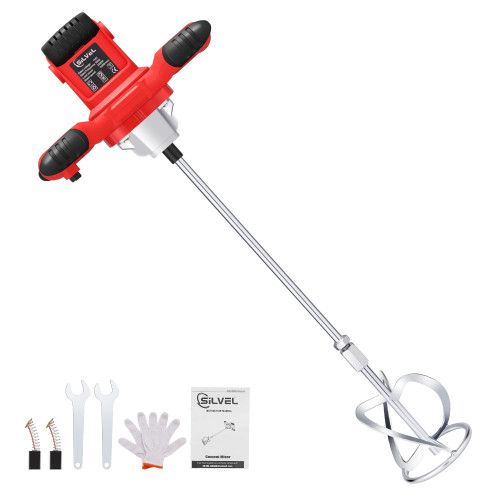 Cement Mixer, 2300W Handheld Electric Concrete Mixer, Portable Mortar Mixer with 6 Adjustable Speed, 110V Mud Mixer for Mixing Mud, Cement, Mortar, Paint, Fodder
