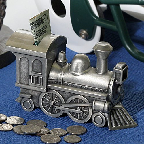 Personalized Pewter Brushed Train Money Bank Message Or Name Engraved, Money Saver, Coin Bank for Kids, Money Bank for Children