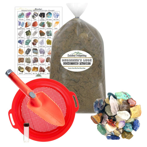 - 8lb Gemstone Mining Kit | Rough Stone Paydirt | Gem Dig | Sieve | Shovel | Vial | Gem ID Chart - 8lb Gemstone Mining Kit | Rough Stone Paydirt | Gem Dig | Sieve | Shovel | Vial | Gem ID Chart
